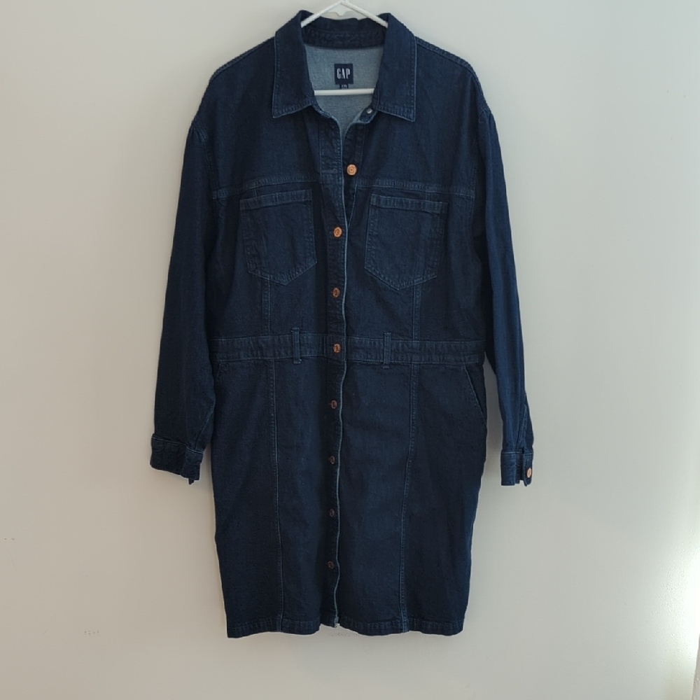 GAP Women's XXL Dark Blue Denim Shirt Dress
